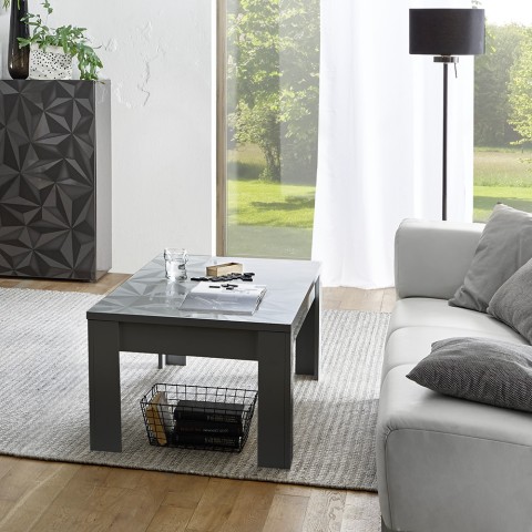 Mesa de centro moderno gris brillante 65x122cm Lanz Prisma Promoción