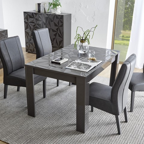 Mesa de comedor extensible 90x137-185cm gris brillante Plus Prisma Promoción