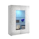 Moderna vitrina blanca brillante 2 puertas cristal salón 121x166cm Ego Wh Rebajas