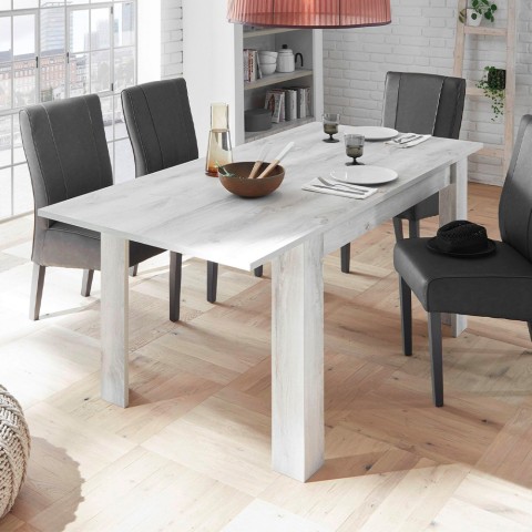 Mesa de comedor extensible de madera 90x137-185 cm blanco brillante Vigo Urbino Promoción