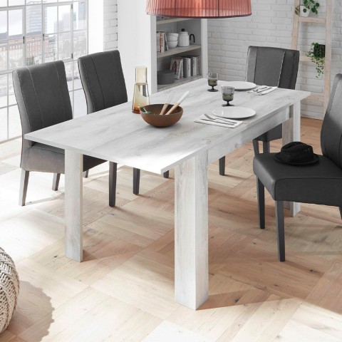 Mesa de comedor extensible de madera 90x137-185cm blanco brillante Vigo Urbino Promoción