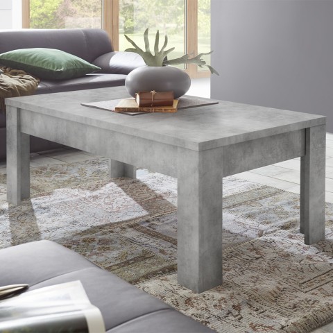 Mesa de centro moderna para salón 65x122 cm gris cemento Iseo Urbino Promoción