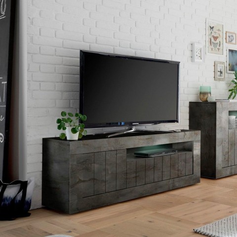 Mueble TV negro 138cm 3...