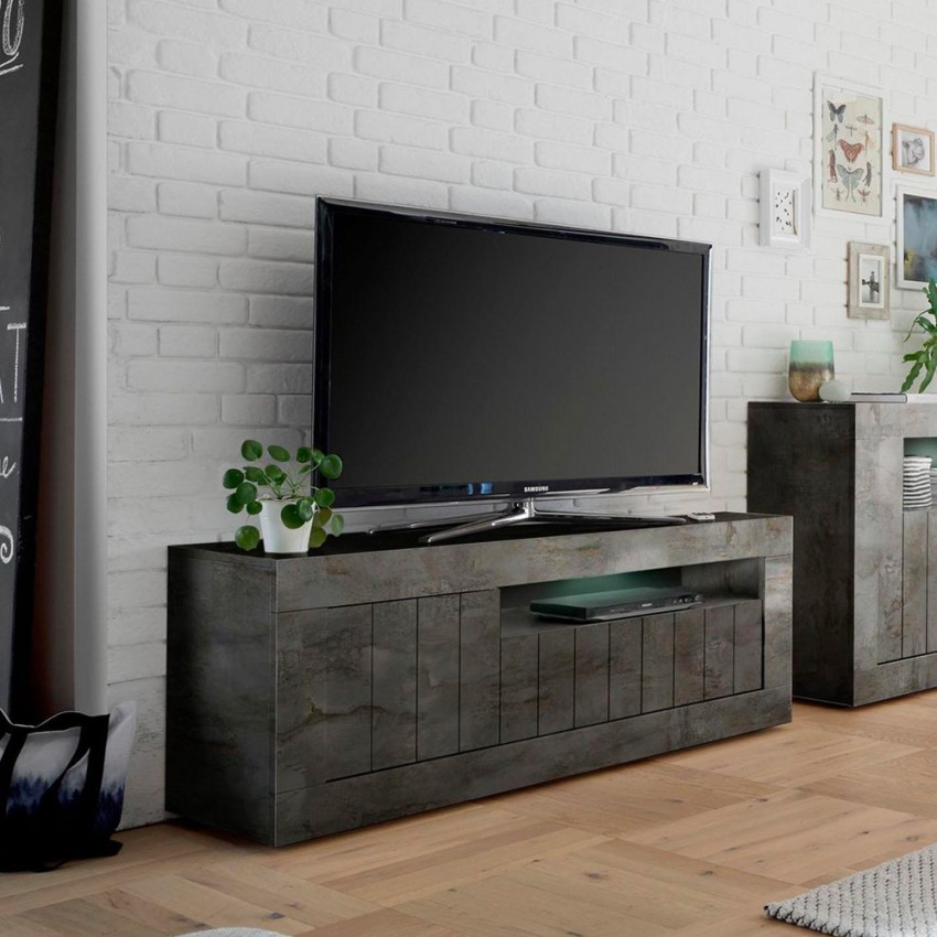 Jaor Ox Urbino mueble TV negro 138cm 3 puertas salón moderno