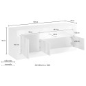 Mueble TV hormigón blanco alto brillo 3 puertas 138cm moderno Jaor BC Descueto