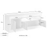 Mueble TV hormigón blanco alto brillo 3 puertas 138cm moderno Jaor BC Descueto