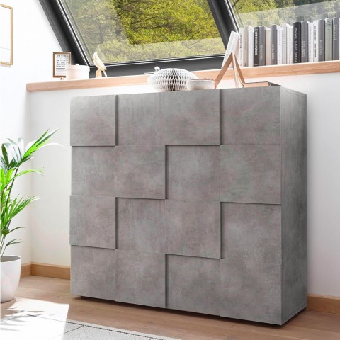 Aparador de cocina moderno cementado 2 puertas diseño a cuadros Dama Lola Ct Promoción