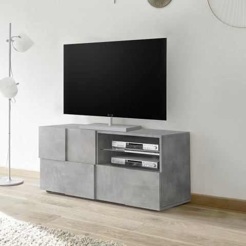 Mueble TV diseño moderno 121x42cm hormigón gris Petite Ct Dama Promoción