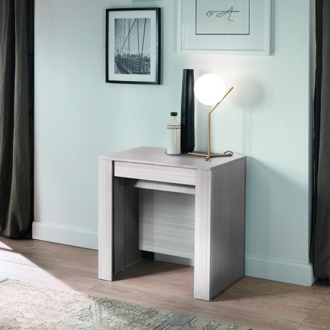 Mesa de comedor extensible de 54-252cm en madera blanca Coast Promoción