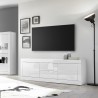 Mueble TV 2 puertas 2 cajones moderno 210cm blanco alto brillo Visio Wh Descueto