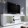 Mueble TV 2 puertas 2 cajones moderno 210cm blanco alto brillo Visio Wh Catálogo