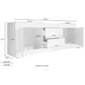 Mueble TV 2 puertas 2 cajones moderno 210cm blanco alto brillo Visio Wh Stock