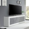 Mueble TV 210cm 2 puertas 2 cajones hormigón blanco brillante Visio BC Catálogo