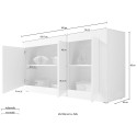 Credenza módulo de sala de estar blanco brillante de madera con 3 puertas de 160cm Modis BW Basic Stock