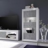 Vitrina de sala de estar moderna de 4 puertas en blanco brillante y cemento Tina BC Basic. Descueto