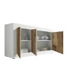 Credenza módulo de sala de estar blanco brillante de madera con 3 puertas de 160cm Modis BW Basic Rebajas