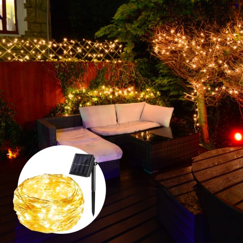 Cadena de luces decorativas solares para exterior 200 LED jardín balcón Navidad terraza NestX Promoción