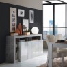 Aparador mueble salón 4 puertas blanco brillante gris cemento Cadiz BC Rebajas