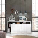 Aparador mueble salón 4 puertas blanco brillante gris cemento Cadiz BC Descueto