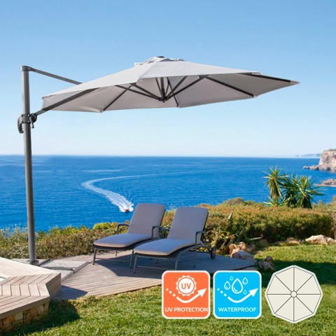 Parasol excéntrico sombrilla de jardín 3 m aluminio octogonal Paradise Promoción