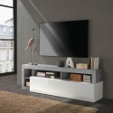 Mueble TV puerta blanco brillante gris cemento 184cm Dorian BC Promoción