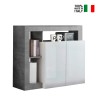 Mueble de almacenaje aparador gris cemento 2 puertas blanco brillante Reva BC Venta