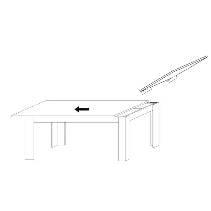 Dyon Basic mesa cocina extensible madera blanca brillante 90x137-185cm
