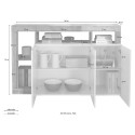 Aparador alacena cocina moderno blanco brillante 3 puertas 146cm negro Hailey BX Modelo