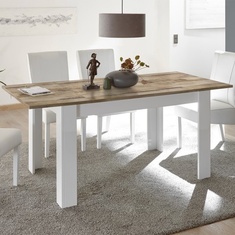 Mesa de cocina extensible blanco brillante madera 90x137-185cm Dyon Basic Promoción