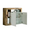 Aparador alacena madera 2 puertas blanco brillante salón moderno Reva BP Rebajas