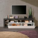 Mueble TV diseño moderno 184cm negro blanco brillante Dorian BX Stock