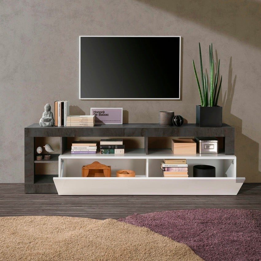 Jaor Ox Urbino mueble TV negro 138cm 3 puertas salón moderno