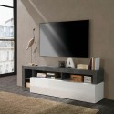 Mueble TV diseño moderno 184cm negro blanco brillante Dorian BX Descueto