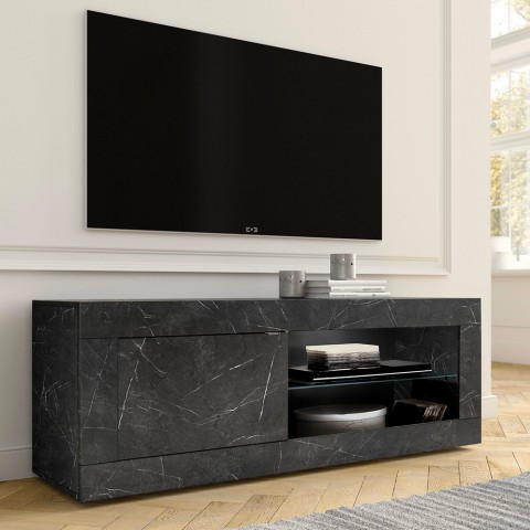 Mueble de TV móvil para sala de estar moderna con efecto de mármol negro Diver MB Basic Promoción