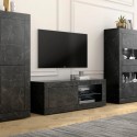 Mueble TV salón moderno mármol negro mate Diver MB Basic Descueto