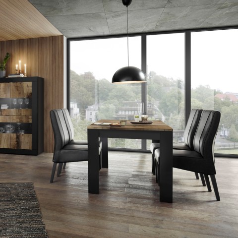 Mesa comedor cocina 180x90cm madera negra industrial Bolero Basic Promoción