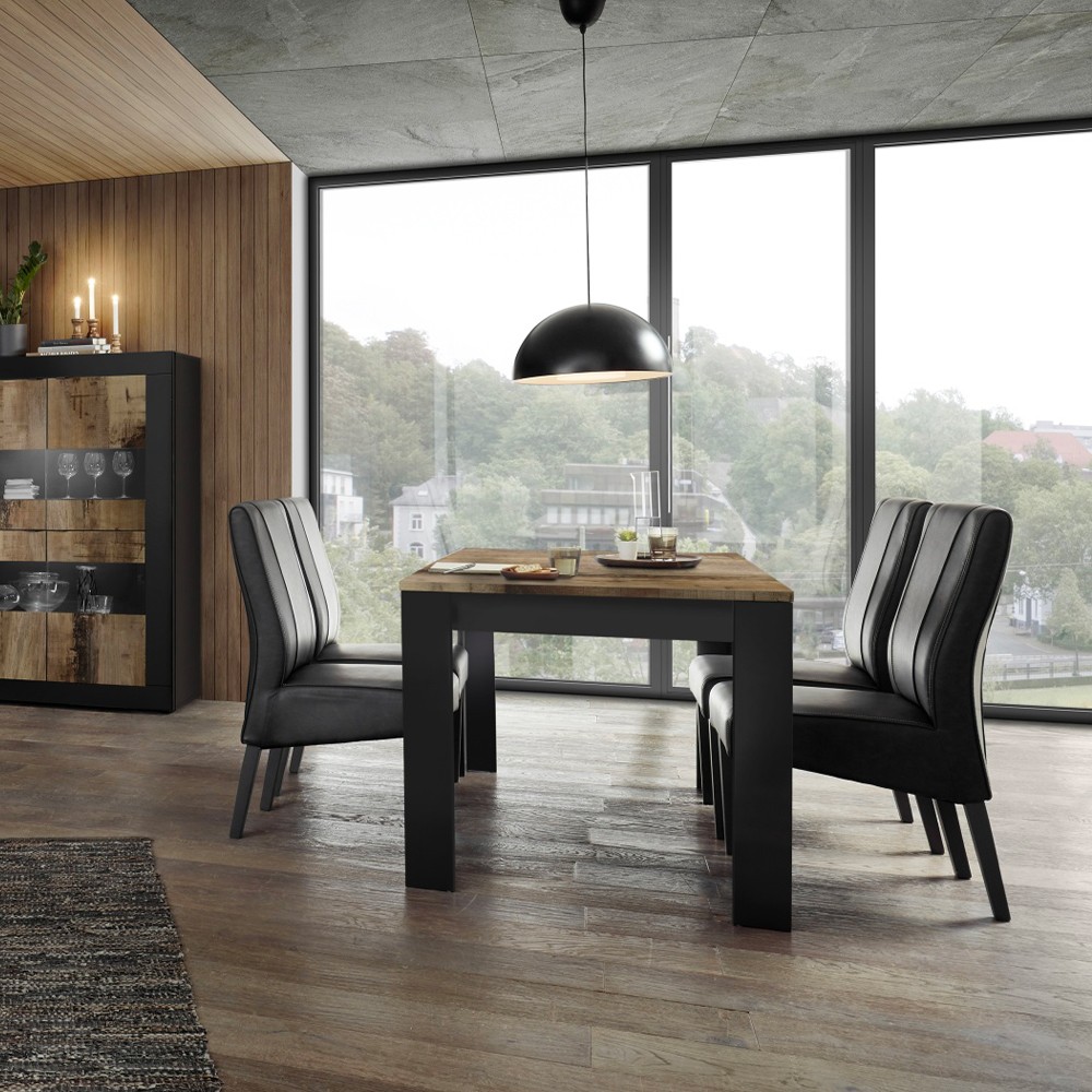Mesa comedor cocina 180x90cm madera negra industrial Bolero Basic