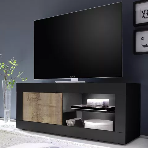 Mueble de TV moderno industrial madera negra 140cm Diver NP Basic Promoción