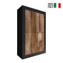 Aparador diseño industrial 4 puertas negro mate y madera Novia NP Basic Venta