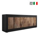Mueble TV industrial 210cm 2 puertas 2 cajones madera negro Visio NP Venta