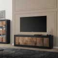 Mueble TV industrial 210cm 2 puertas 2 cajones madera negro Visio NP Promoción