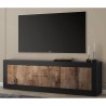 Mueble TV industrial 210cm 2 puertas 2 cajones madera negro Visio NP Descueto