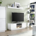 Mueble de TV salón blanco brillante moderno 138cm Dener Ice Rebajas
