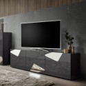 Mueble para TV 3 puertas diseño moderno gris brillante Brema GR Vittoria. Promoción