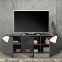 Mueble para TV 3 puertas diseño moderno gris brillante Brema GR Vittoria. Stock