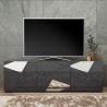 Mueble para TV 3 puertas diseño moderno gris brillante Brema GR Vittoria. Descueto