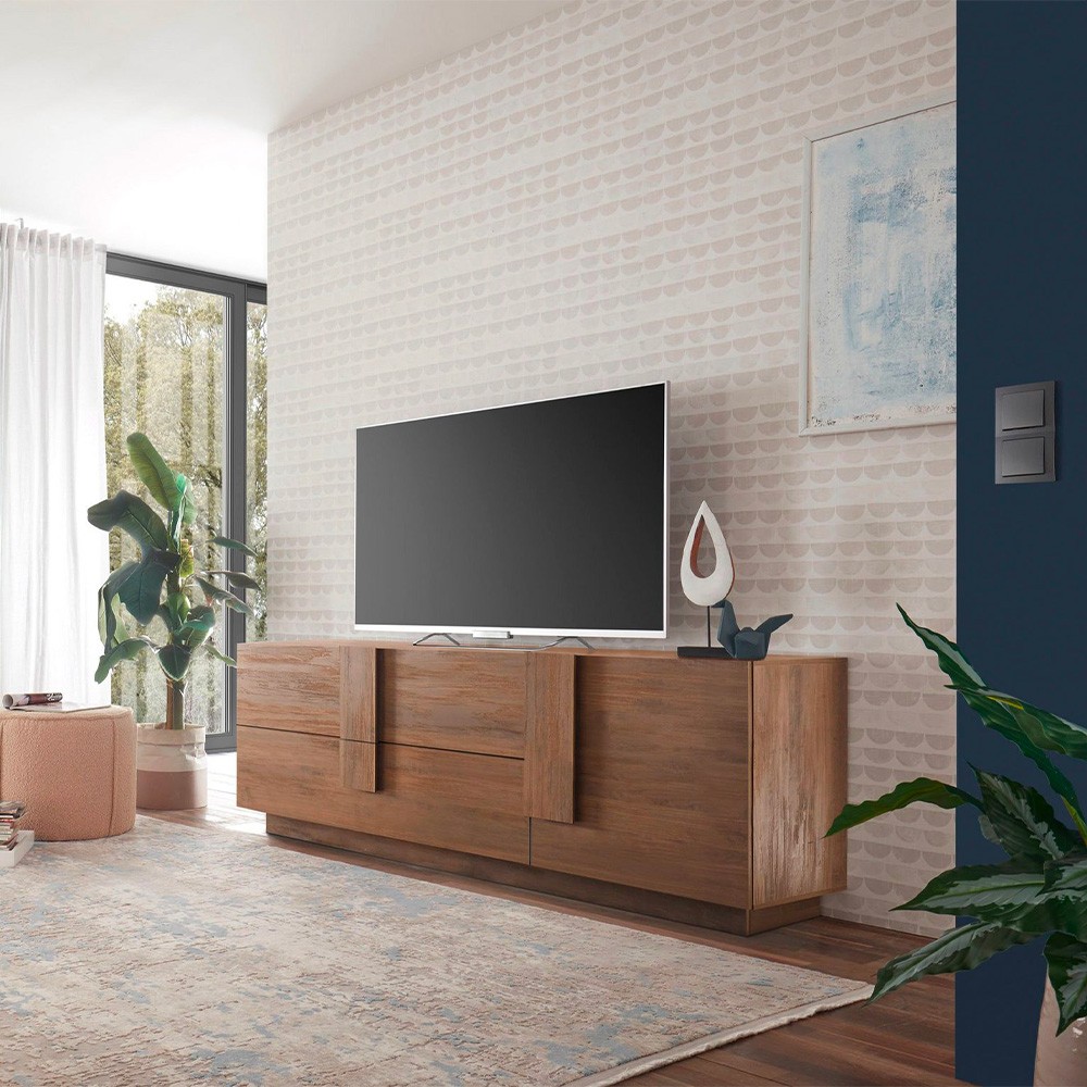 Mueble para TV con 2 cajones y 1 puerta de madera de 181cm Jupiter MR T1.
