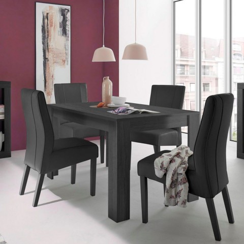 Mesa de comedor extensible negra de 90x137-185cm en madera Avant Rimini. Promoción