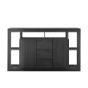 Madia aparador de madera negra con 2 puertas 3 cajones diseño moderno estante NR. Oferta