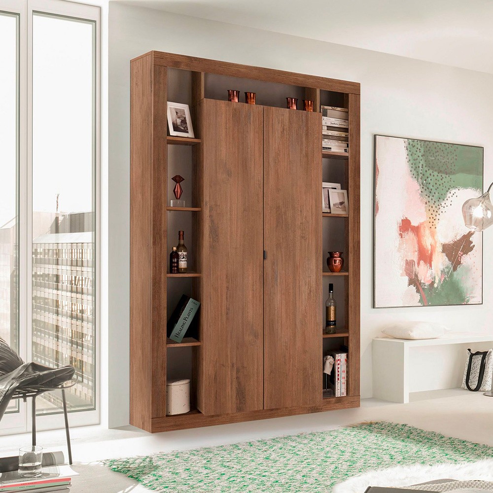 Estantería de sala de estar de diseño moderno en madera con 2 puertas Albus MR.